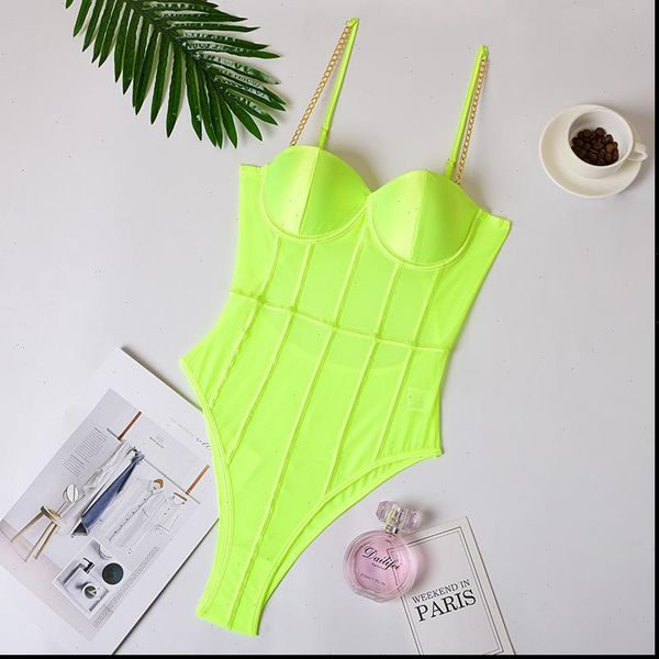 

neon green mesh transparent women rompers bodysuit backless striped sleeveless overalls party fashion spaghelti strap, Black;white