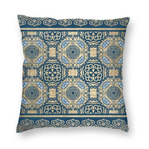 

cushion/decorative pillow golden azure flowers ornamental cushion cover antique chinoiserie porcelain floor case for car pillowcase home dec