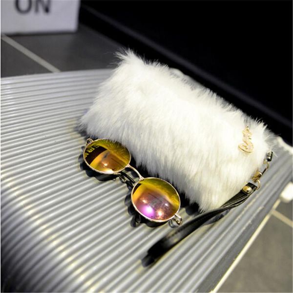 

wallets faux fur girl wallet women small coin purse change kid bag pouch money holder female short organizer, Red;black