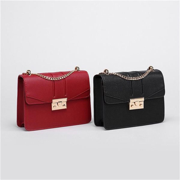 

burgundy small square bag classic versatile simple shoulder crossbody bags ladies solid satchel with gold chain black