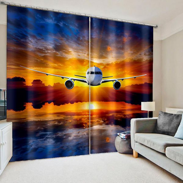 

custom curtain fabric sunset sky 3d blackout curtains for living room