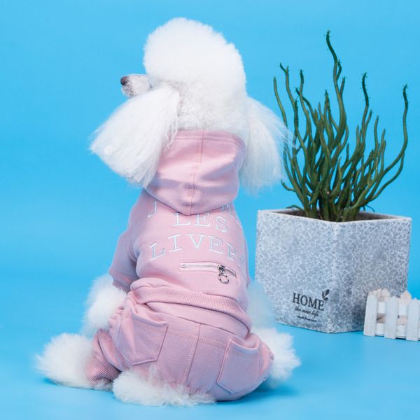 

autumn and winter pet cotton elastic plush four legged dog clothing