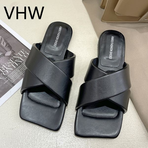 

factory_store01 women slippers 2020 summer fashion design cross band open toe flats vintage casual slides outdoor beach female flip flops, Black