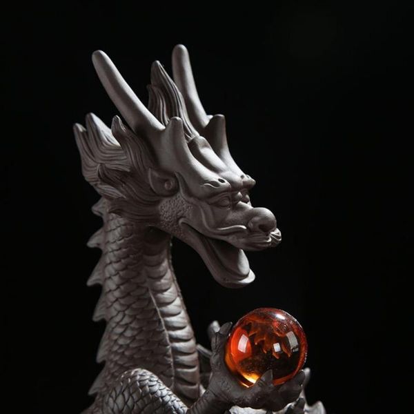 

fragrance lamps ceramic dragon incense burner backflow holder ball cones stick sandalwood censer craft office deskornament