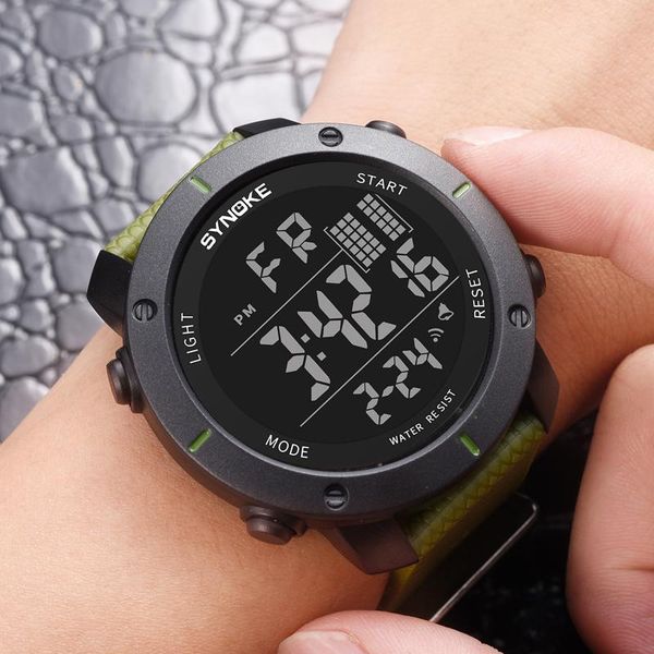 

wristwatches army green men sport watch fashion big dial waterproof swim digital for luxury military clock, Slivery;brown