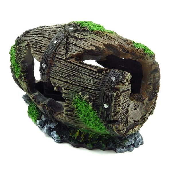 

fish tank aquarium landscaping wine barrel simulation resin crafts porous small and shrimp avoiding wooden barrels decorations