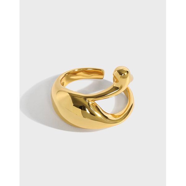 

cluster rings 1pc 18k gold authentic s925 sterling silver jewelry glossy open hollow-out waterdrop long adjust gift tlj1549, Golden;silver