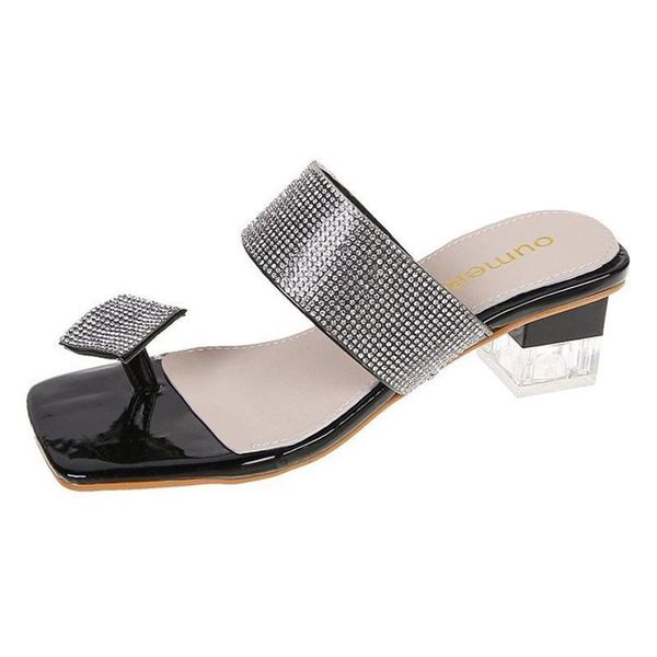 

slippers 2021summer fashion flip-flops light diamond women's outdoor wear all-matching niche design a618, Black