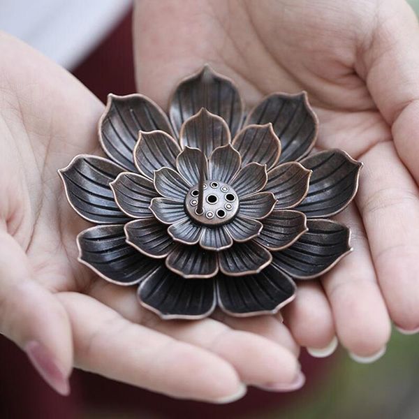 

alloy incense burner plate holder buddhism lotus censer coil buddhist temples yoga studies burn line fragrance lamps
