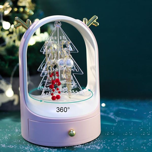 

ladies fashion jewelry earring storage box 360Â° rotating cosmetic large capacity display #k boxes & bins