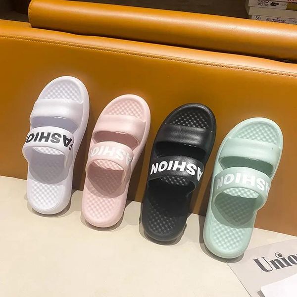 

slippers women's summer sandals with thick soles and feel like stepping on excrement wear shoes all year round, Black