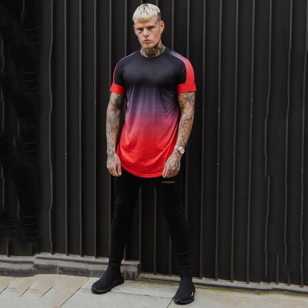 

men's t-shirts 2021 tee shirt summer casual fashion o-neck short sleeve patchwork gradient t-shirt sportswear breathable male, White;black