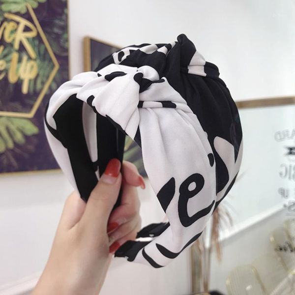

fabric letter logo fashion hair accessories women wide brim headband wild girl band head scarf1