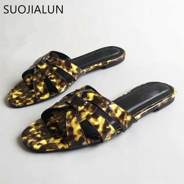 

suojialun fashion brand women slippers open toe flat heel woman sandal shoes summer casual slip on beach slides flip flops 210630, Black