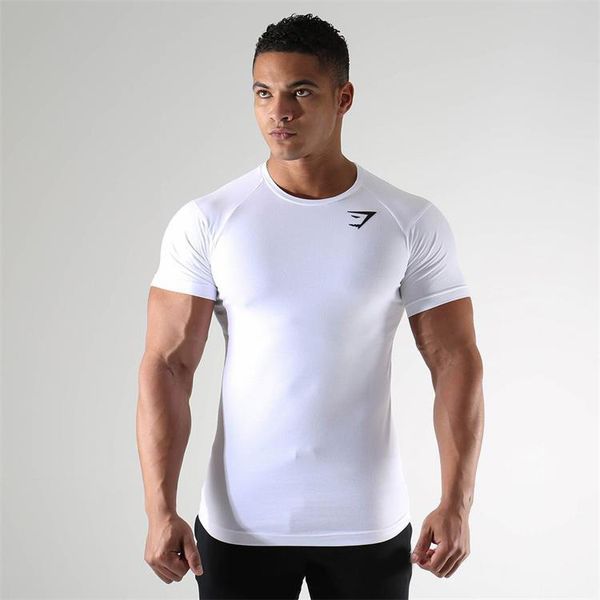 T-shirt masculino esportes de verão de mangas curtas tops de secagem rápida treinamento respirável compressão movimentando collants academia fitness tracksuit