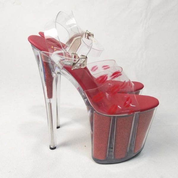 

crystal shoes wedding 20cm high-heeled lips sandals 8 inch paris fashion party, Black