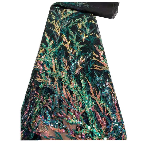 

2021 luxury fabric green net french lace material african with sequins nigerian wedding fj-210, Black;white