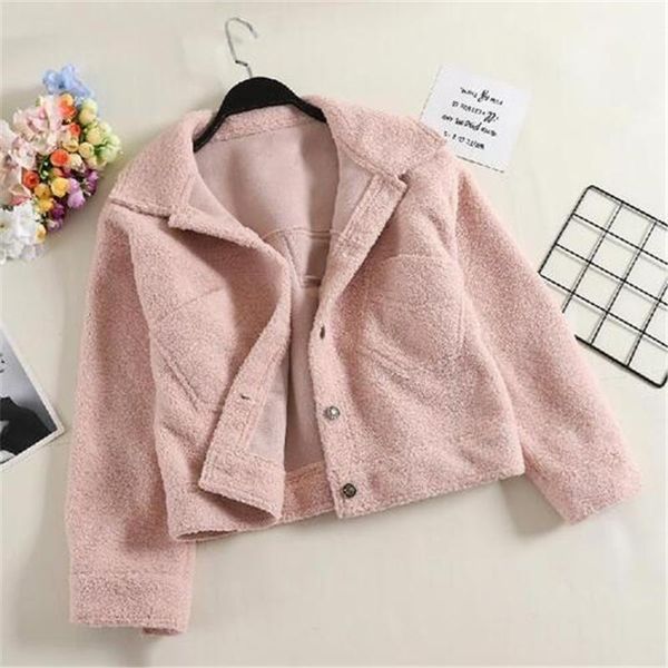 

women's jackets hzirip stylish solid warm artificial-wool soft cute autumn winter women all-match female fresh outerwear c, Black;brown