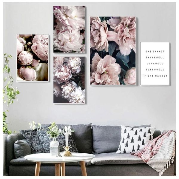 

paintings canvas painting bloom peony flower petal poster nordic botanical art print scandinavian wall picture for living room decoration