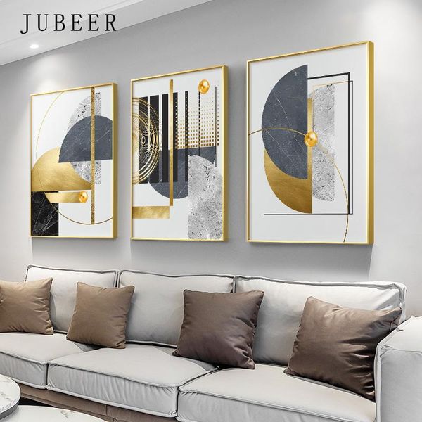 

paintings modern golden abstract geometric wall art canvas painting on the gold picture for living room home decor