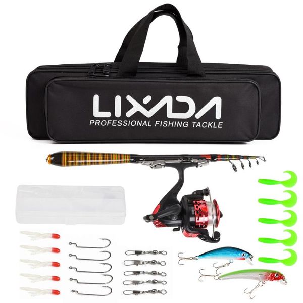 

boat fishing rods lixada 1.2/1.5/1.8/2.1/2.4m spinning and reel combo full kit carbon fiber rod canaas de pesca