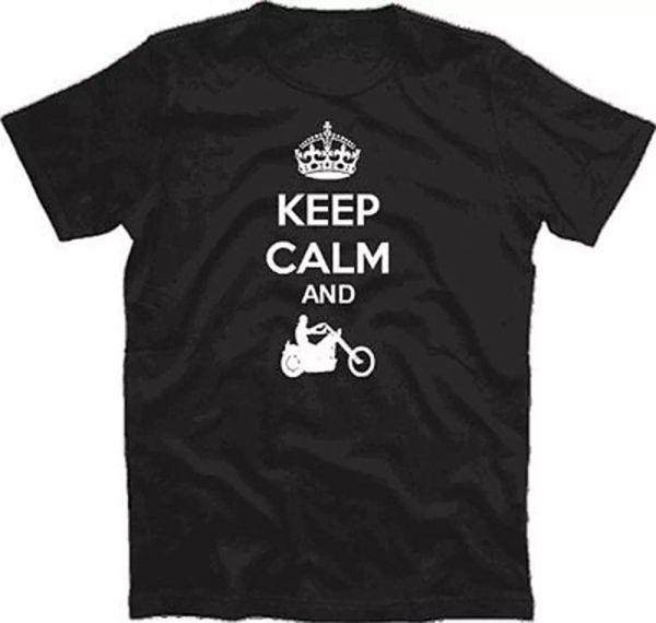 

keep calm and ride chopper bike biker t-shirt s-xxxl, White;black