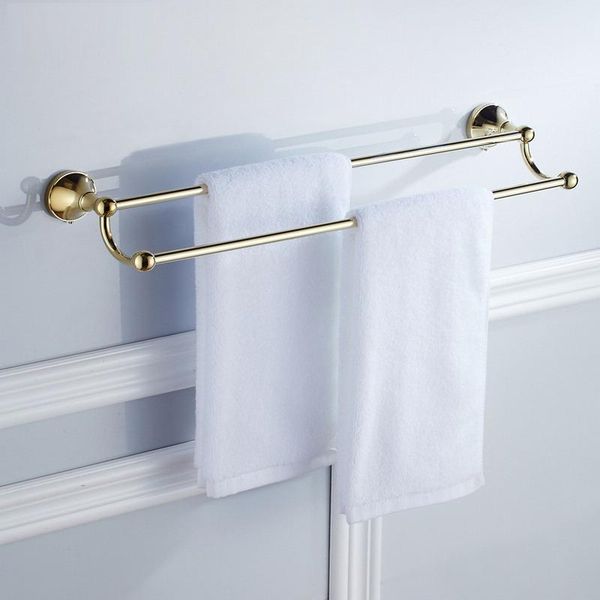 

towel racks luxury gold brass bathroom holder double bar rack rail accessories