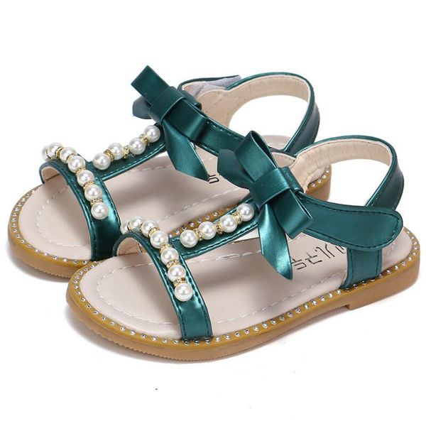 

girls sandals summer baby beach 2021 fashion princess pearl casual breathable children's shoes tree wrasse, Black;red