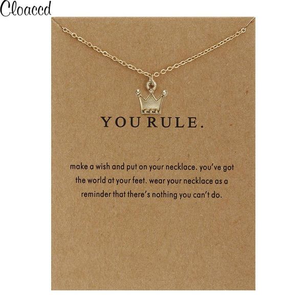 

pendant necklaces fashion gold color chain prince crown necklace for women birthday party gifts with card, Silver