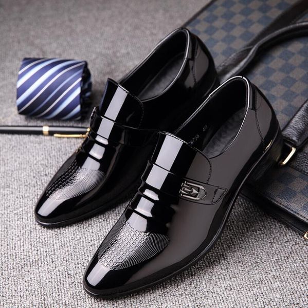 

2022 flats dress-shoes oxfords brogue-style handmade zapatos men hombre, Black