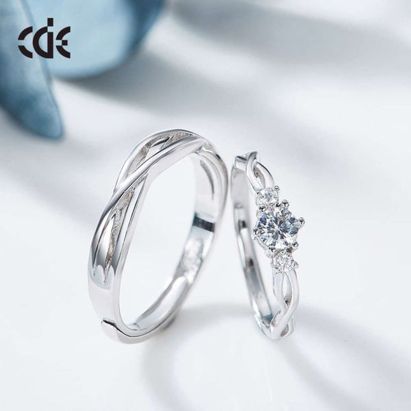 

s925 sterling drink time couple ring fashion set zircon silver ring, Black