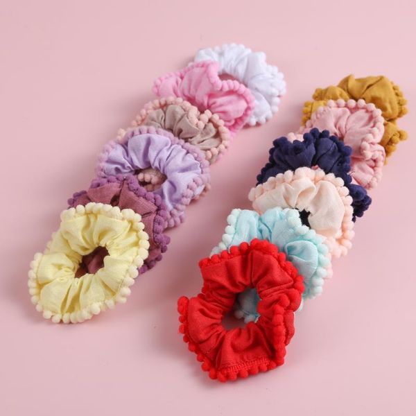 

hair accessories 30 pcs/lot, ties scrunchies floral cotton girls fashion solid rubber pom rope, Slivery;white