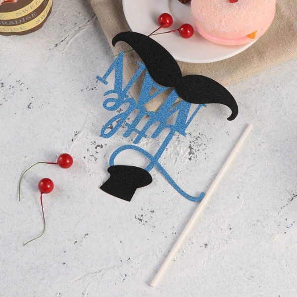 

pcs cake ers glitter paper little man decorated with moustache and hat fruit picks dessert table decorative supplies other festive & par