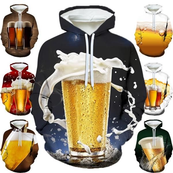 

men's hoodies & sweatshirts celebrating beer festival 3d printing hoodie creative casual fashion cool hood sweatshirt street sweater, Black
