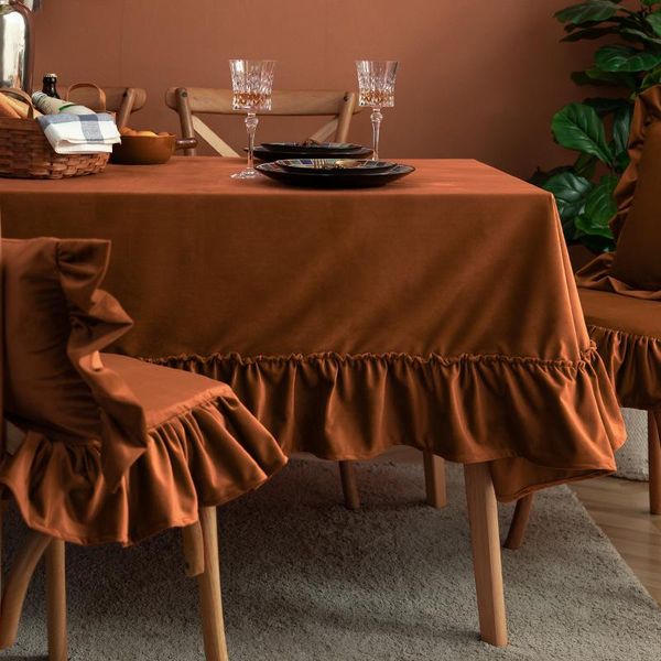 

table cloth dunxdeco dinner party tablecloth holiday xmas cover fabric vintage green yellow orange soft velvet 5 colors art home deco