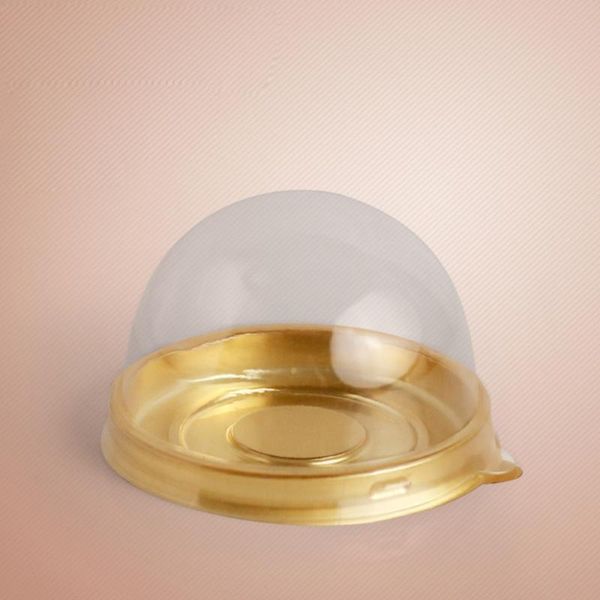 

gift wrap 50pcs round egg-yolk puff mooncake box transparent packing (gold)