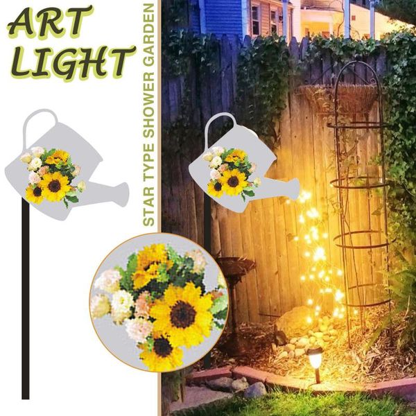

fairylight star type shower garden art light decoration outdoor gardening lawn lamp watering can led decorations