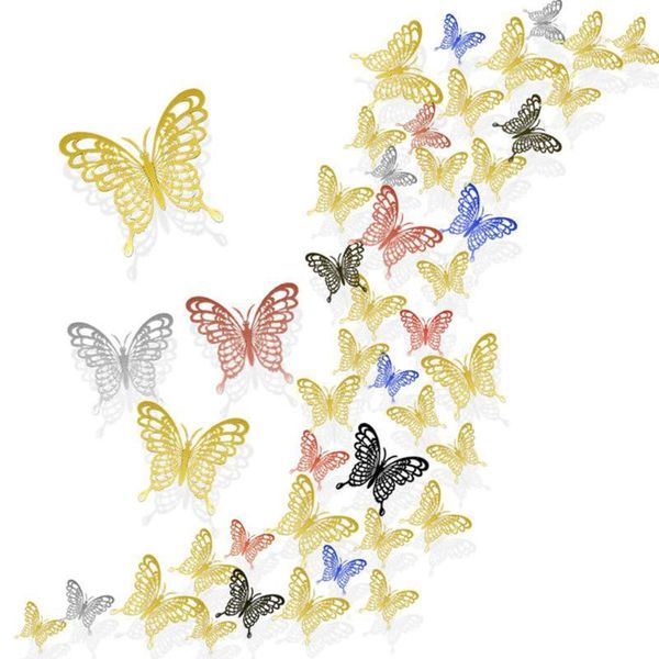 

wall stickers 36pcs/set 3d hollow butterfly sticker stereo insect diy kids rooms home decor fridge for party wedding