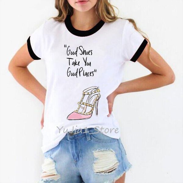 

good shoes take you and mens t shirts women places funny graphic hipster vogue femme kawaii tee shirt, White;black
