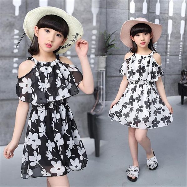 

teenage girl summer childrens clothing dresses bohemia kids flower girls chiffon princess 7 8 9 10 12 years, Red;yellow