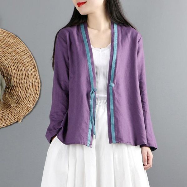 

ethnic clothing spring women chinese traditional style cotton linen loose blouses cheongsam vintage buckle hanfu shirts tang suit 3, Red