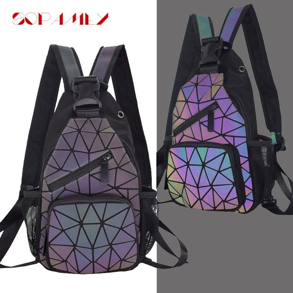 

backpack 2021 men backpacks multifunctional women geometric school with headphone hole luminous man shoulder chest bags
