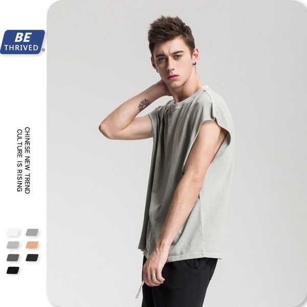 

be menswear | 2021 summer high street worn out svels hip hop loose cantilevered solid color t-shirt vt menswear, White;black