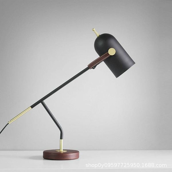 

table lamps nordic modern simple leather small lamp designer model room creative bedroom bedside eye protection big white