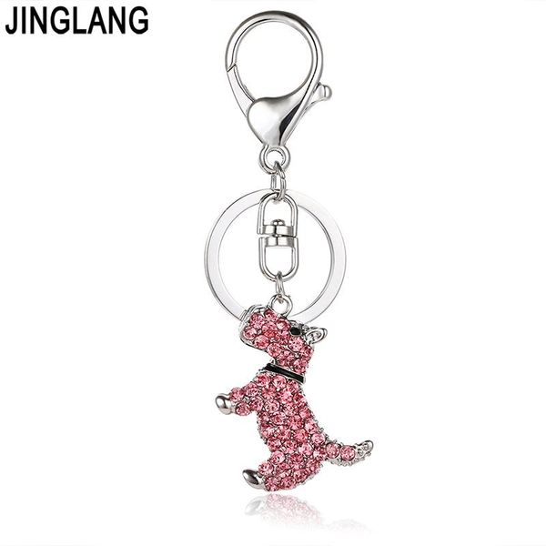 

keychains jinglang silver color animal lobster clasp metal keyring dangle 3d crystal dog charm for women luxury handbag jewelry