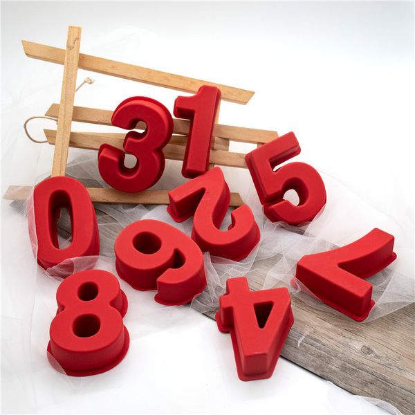 Set di stampi per numeri di grandi dimensioni 0-8 Forme per cottura Stampo per numeri in silicone Stampo per torte Confezione da 8 pezzi 1221877