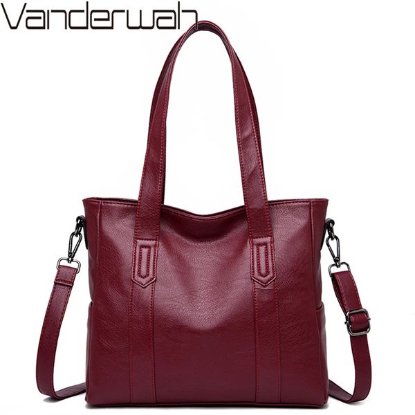 

soft leather hand casual large capcity tote shopping bags