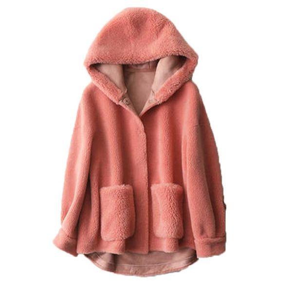 

women's fur & faux autumn winter coats leather of one piece female wool jackets trendy lady plus size woman hoodies, Black