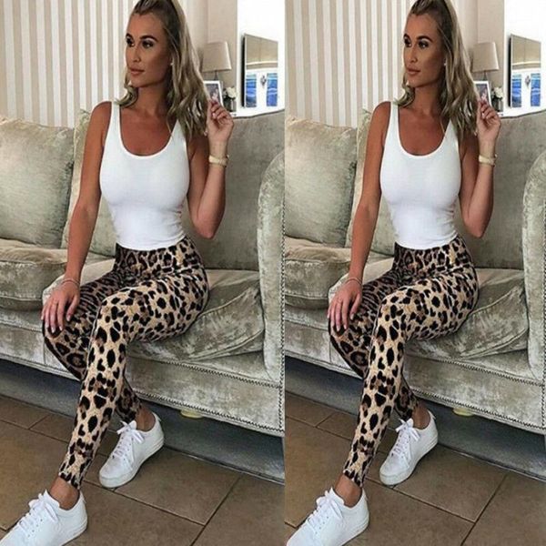 

women's leggings arrival women fashion leopard print bottoms skinny pants trousers female long stretchy, Black