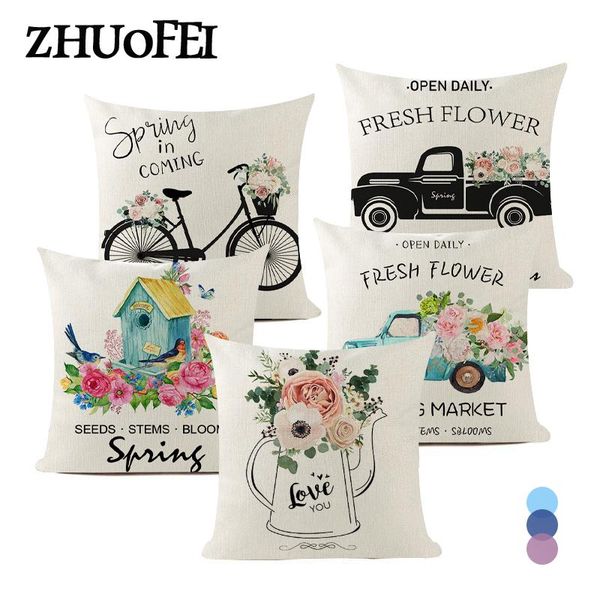 

cushion/decorative pillow bicycle letter printed covers 18x18 inch flower wreath decorative seat chair sofa throw pillowcase linen cushion c